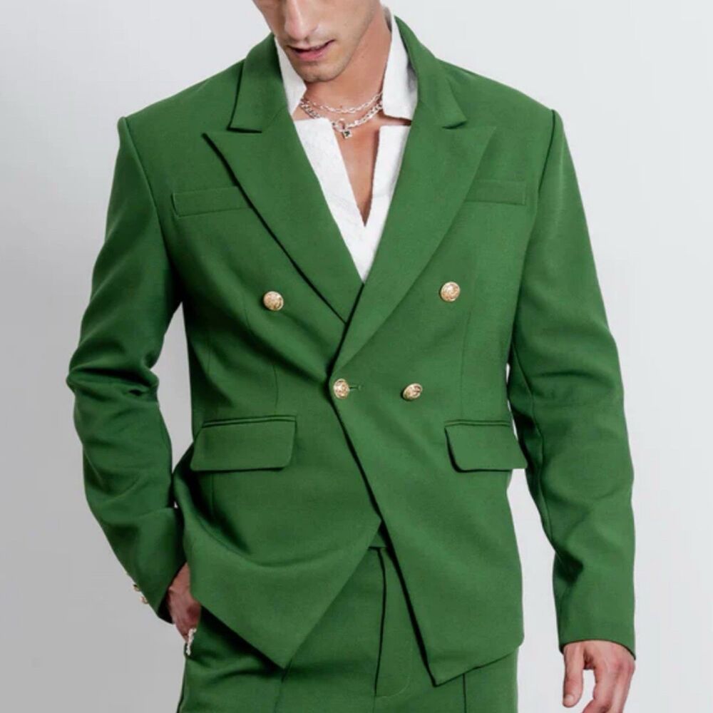 Orttu Lucien Jacket Dark Green Size XS Military Style Double Breasted Art Deco